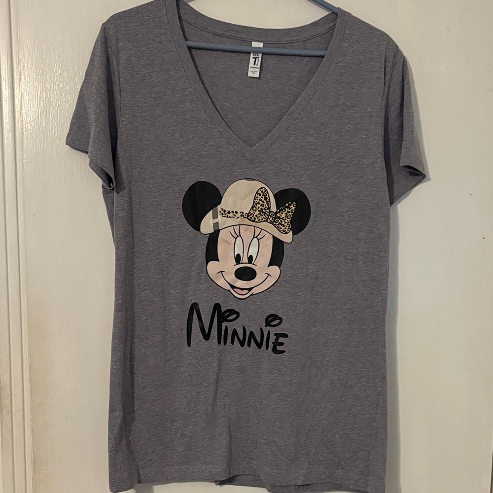 New ladies Disney Gray Minnie Mouse Short Sleeve Tee